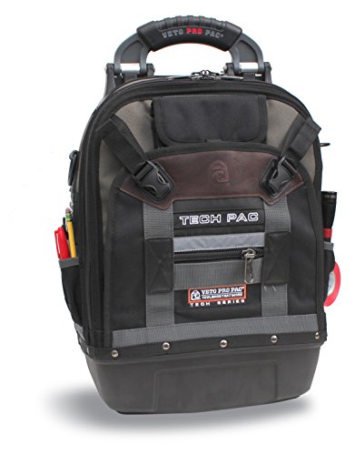 Veto Pro Pac Tech Pac Tool Backpack – Heavy-Duty Weatherproof Tool Bag with 46 Pockets, Waterproof Molded Base &amp; E