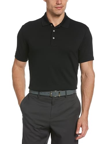 PGA TOUR mens Airflux Solid Mesh Short Sleeve Polo (Sizes - 4x) Golf Shirt, Caviar, XX-Large US