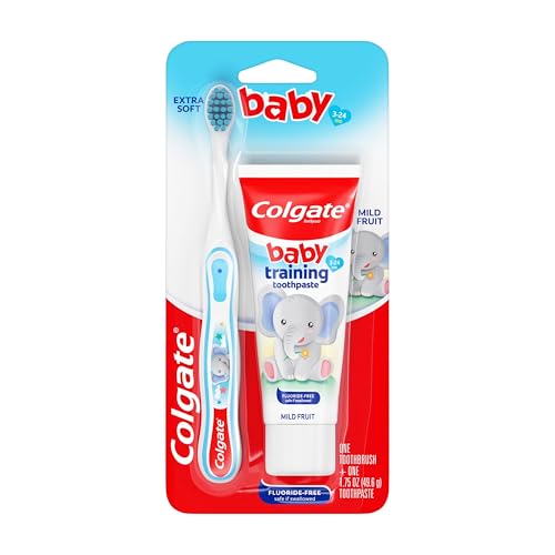 Colgate Baby Toothpaste and Toothbrush Kit, Mild Fruit Flavor, for Ages 3-24 Months