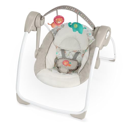 Ingenuity Soothe &#x27;n Delight Compact Portable 6-Speed Plush Baby Swing with Music, Folds Easy, 0-9 Months 6-20 lbs (