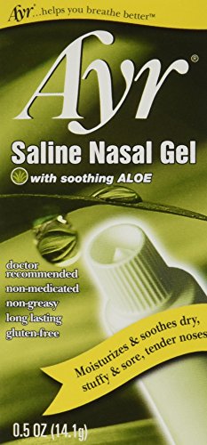 AYR Saline Nasal Gel, with Soothing Aloe, 0.5 Ounce Tube (Pack of 3)