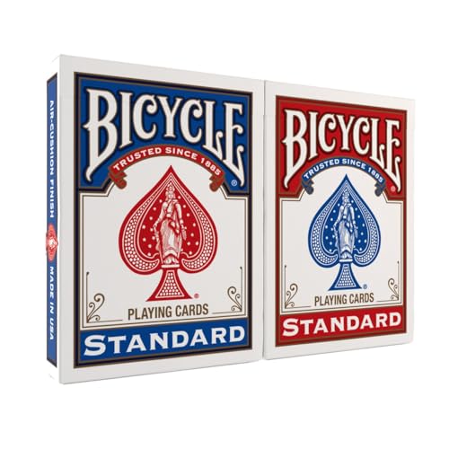 Bicycle Standard Playing Cards, Poker Size Deck, Red & Blue (2 Pack)