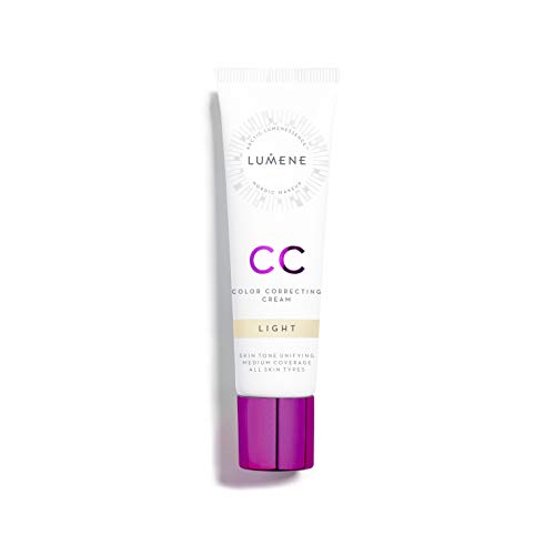 Lumene Color Correcting CC Cream - Lightweight Foundation - Medium Coverage - Redness Reducing Face Makeup for a Glowing Complexion - Vegan Formula + Suitable for All Skin Types - Light (1 fl oz)