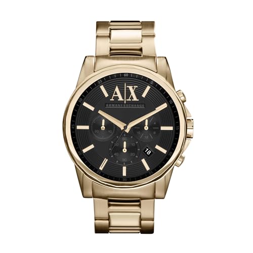 (-52%) Armani Exchange Uhr für Herren , QuarzChronographenwerk, 45mm GoldEdelstahlgehäuse mit Edelstahlarmband, AX2095