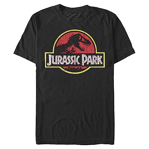 Jurassic Park Men’s Regular Classic Movie Logo T-Shirt, Black, Large