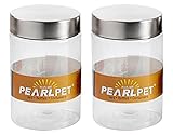 PEARLPET Plus Range Plastic Storage Jars Containers For Kitchen Stackable Air Tight Steel Cap Jar Food Grade BpaFree 2 pieces of 1400 Ml