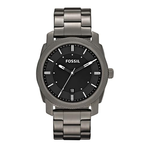 (-39%) Fossil Machine Uhr für Herren, Quarzwerk mit Edelstahl- oder Lederarmband, Dunkelgrau, 42MM