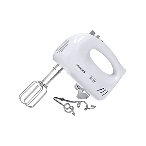 (-42%) SEVERIN Handmixer, Handrührgerät mit 5 Geschwindigkeitsstufen, praktischer Handrührer mit 2 Edelstahl-Rührbesen und -Knethaken, weiß, HM 3820