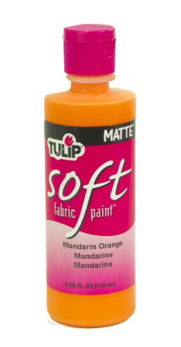 Tulip Soft Fabric Paint, Washable, Stays Soft and Flexible, Permanent Paint, for Light and Dark Fabrics, 4 fl oz, Mandarin Orange