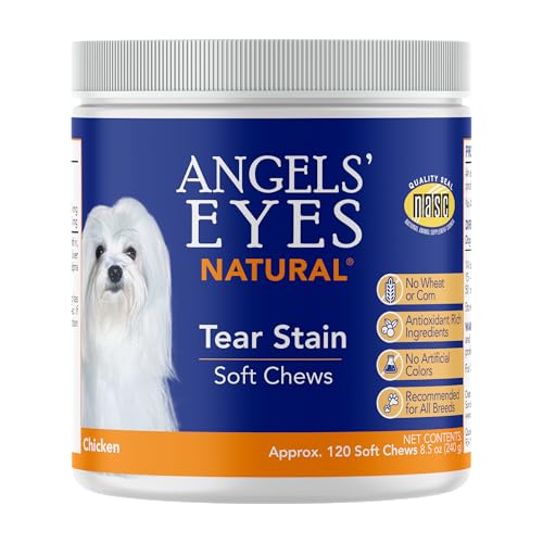 ANGELS' EYES Natural Tear Stain Prevention Soft Chews for Dogs | Chicken Flavor| For All Breeds | No Wheat No Corn | Daily Supplement | Proprietary Formula