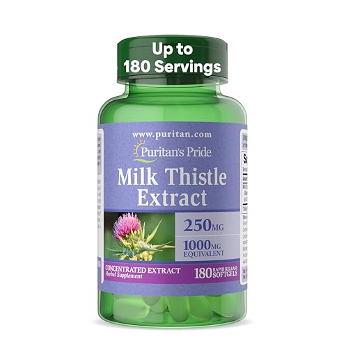 Puritan's Milk Thistle 4:1 Extract 1000mg 180 Softgels (Silymarin) Liver Health