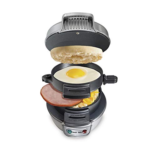 Hamilton Beach Breakfast Sandwich Maker with Timer Silver Nonstick