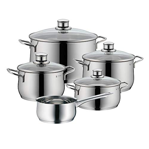 (-51%) WMF Diadem Plus Topfset Induktion 5-teilig, Kochtopf Set mit Glasdeckel, Cromargan Edelstahl poliert, Induktions Töpfe Set unbeschichtet