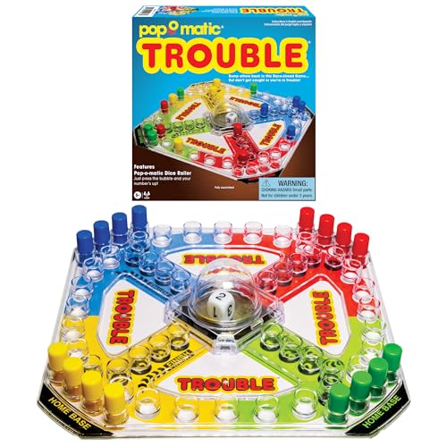 Winning Moves Classic Trouble with Retro Artwork and Pop-o-Matic Popper Games USA, Designed for Kids, Ages 5+ Perfect for an Indoor Interactive Activity (1176)