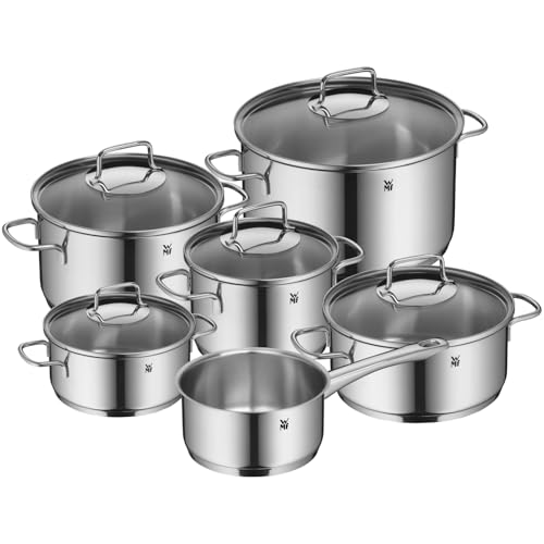 (-54%) WMF Astoria Topfset Induktion 6-teilig, Kochtopf Set mit Glasdeckel, Cromargan Edelstahl poliert, Induktions Töpfe Set unbeschichtet