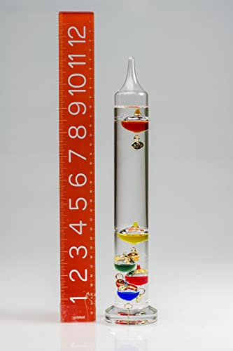 SP Bel-Art H-B DURAC Galileo Glass Temperature Display, 11-Inch Clear Tube with 5 Floating Spheres, Accurate Indoor Scientific Thermomete...