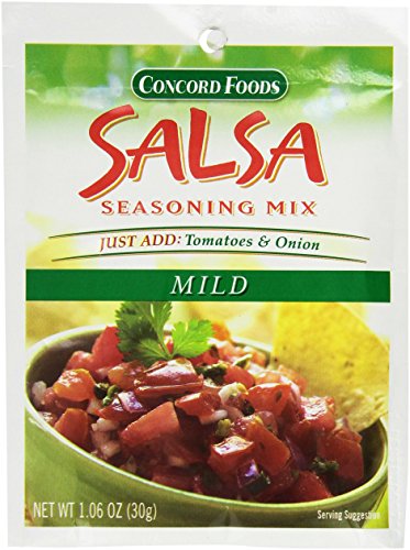 Concord Foods Mild Salsa Mix, add to Fresh Homemade Salsa, Easy to Make Medium Salsa | Ideal for Chips, Tacos & Dips | Authentic Mexican Taste at Home, 1.06 Ounce Pouches Pack of 3