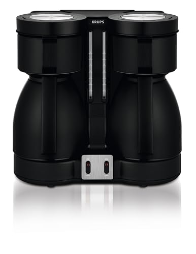(-38%) KRUPS Duothek Thermo Filterkaffeemaschine, zwei separate Isolierkannen und Brühvorgänge, sehr gute Isolierleistung, Ein-und-Aus-Schalter mit Kontrolleuchten, 2 x 8 Tassen, Schwarz, KT8501