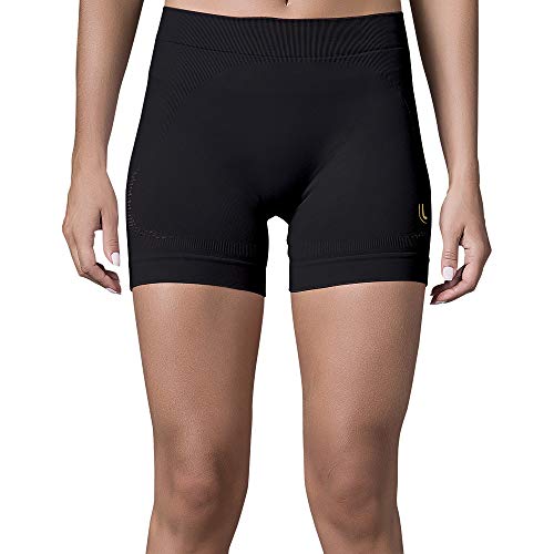 LUPO Short Attack Academia Feminino Sem Costura Cintura Alta Cós Siliconado Adulto, Preto, G