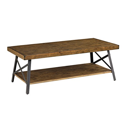 Emerald Home Chandler Rustic Industrial Solid Wood and Steel Coffee Table The Industrial steel frame with rustic distressed-effect hardwo...