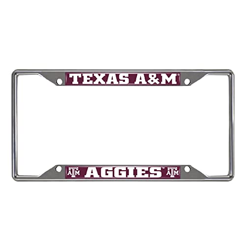 FANMATS 14895 Texas A&M Aggies Chrome Metal License Plate Frame, Team Colors, 6.25in x 12.25in