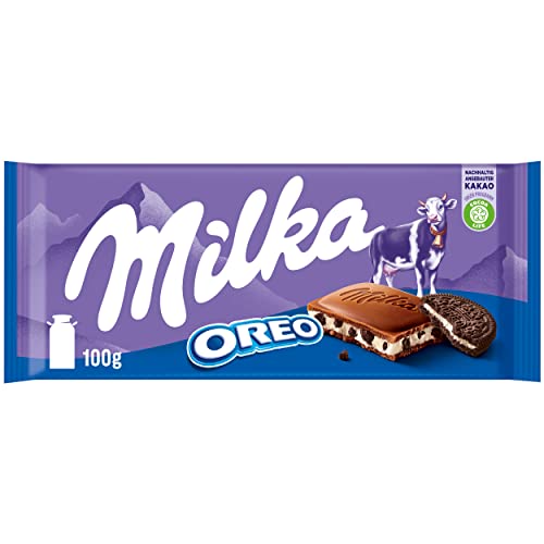 (-15%) Milka Oreo – Alpenmilch-Schokolade gefüllt mit knusprigen Oreo-Keks-Stückchen und feiner Vanillecrème – 100 g