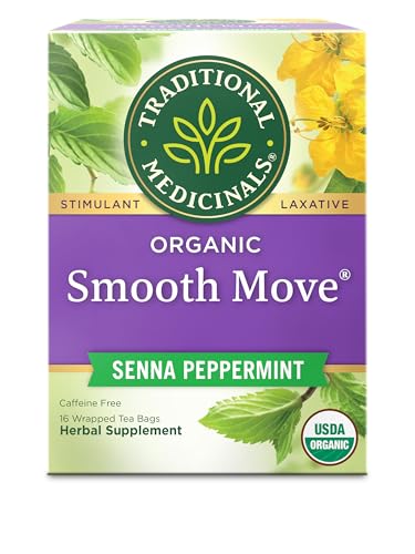 Traditional Medicinals Tea, Organic Smooth Move Peppermint, Relieves Occasional Constipation, Senna, 16 Tea Bags