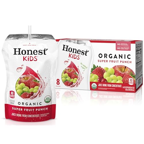 Honest Kids, Organic Super Fruit Punch, 6.75 Fl Oz Pouches, 8 Pack