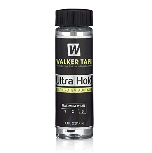 Walker Tape Co. Ultra Hold Hair System Adhesive 1.4 fl oz Brush-On Long-Lasting Waterproof Wig Glue Clear-Drying Lace Wig Adhesive for Sensitive Skin Maximum Wear 4+ Weeks