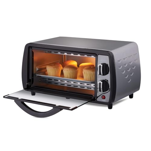 Bajaj 1000T Oven Toaster Grill (10 liter Otg) | Temperature control | Stainless Steel Body With Transparent Glass Door | Black | 2 Year Warranty | 800