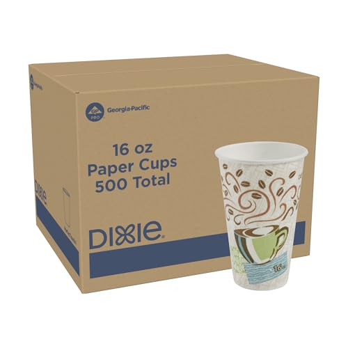 Dixie PerfecTouch 16 oz. Insulated Paper Hot Coffee Cup by GP PRO (Georgia-Pacific), Coffee Haze, 5356DX, 500 Count (25 Cups Per Sleeve, 20 Sleeves Per Case), Coffee Haze Design
