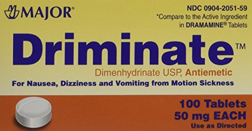 MAJOR Driminate - Dimenhydrinate 50mg Motion Sickness Tablets - Anti-Nausea Medicine - 100 Tablets - (3 Pack)