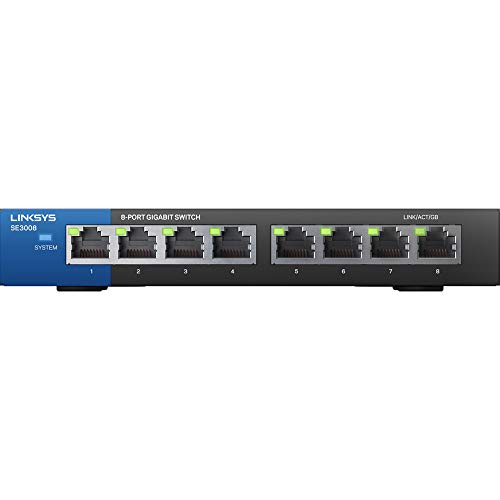 Linksys 8-Port Metallic Gigabit Switch Easy Setup A useful 8-port design that delivers speedy wired