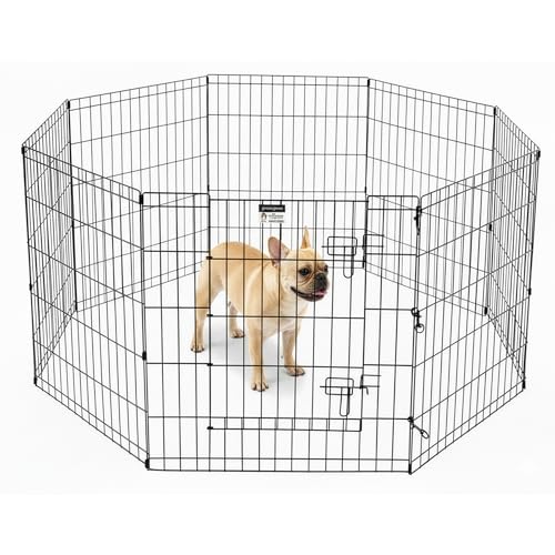 Dog Playpen - Foldable Metal Exercise Puppy Play Pen with 8 24x30in Panels - Indoor/Outdoor Pen with Door for Dogs, Cats or Small Animals by PETMAKER