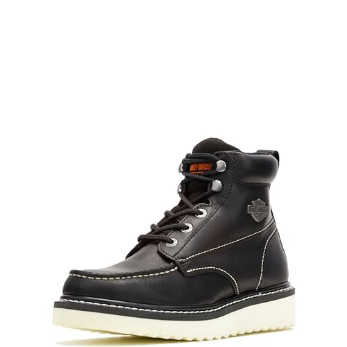 Harley-Davidson Men's Beau Leather Motorcycle Casual Wedge Boot, Black, 11