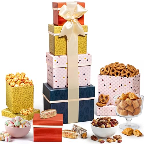 Broadway Basketeers Tower Snack Gift Basket for $28 + free shipping