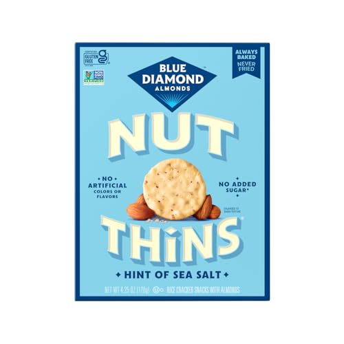 Blue Diamond Almonds Nut Thins Gluten Free Cracker Crisps, Hint of Sea Salt, 4.25 Oz Boxes (Pack of 1)