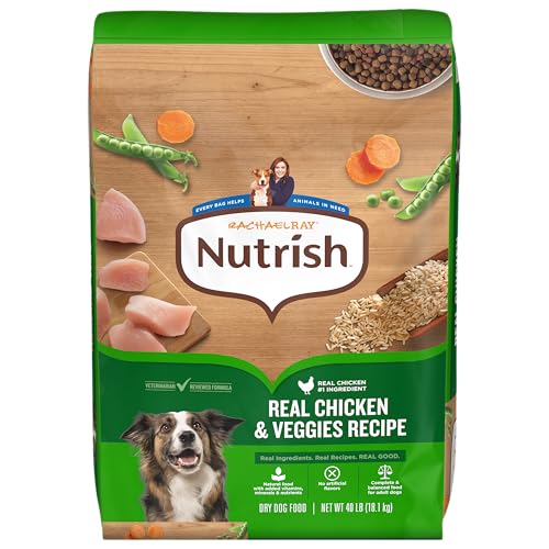 Nutrish Dry Dog Food Real Chicken & Veggies Recipe Whole Health Blend, 40 lb. Bag, (Rachael Ray)