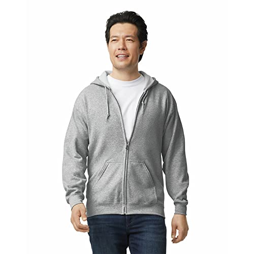UGP Campus Apparel Gildan Men's Fleece Zip Hooded -Sweatshirt Style G18600, Sport Grey, Large