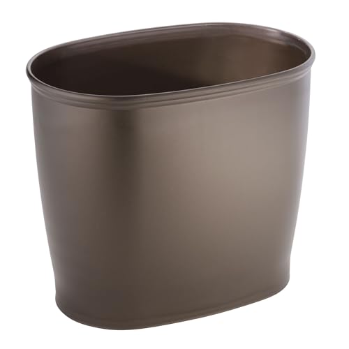 iDesign Small Plastic Bathroom Trash Can, 2.1 Gallon/8L. Slim Garbage Can for Bedroom, Office, Bronze