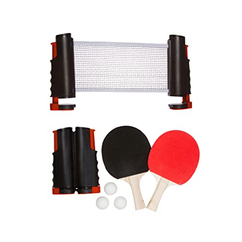 Trademark Innovations Portable &amp; Lightweight Ping Pong Game Set (Red)Ping Pong Paddles Set of 4, Ping Pong Paddles 