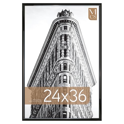 MCS Trendsetter 24x36 Poster Frame Black High-Gloss, Vertical & Horizontal Wall Hanging Large Picture Frame for Photos, Posters & Art Prints (1-Pack)