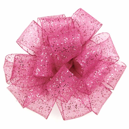 Offray 751198 Wired Edge Cosmic Glitz Craft Ribbon, 1 1/2-Inch x 9-Feet, Fuchsia