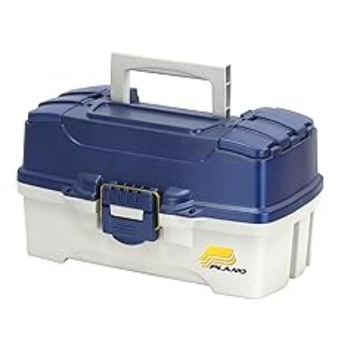 Plano 2-Tray Tackle Box with Dual Top Access, Blue Metallic/Off White, Premium Tackle Storage, 620206, One SizeKastKing