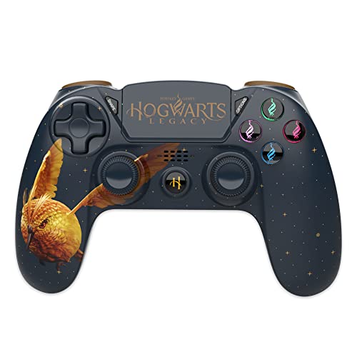 Trade Invaders Harry Potter-Manette Sans Fil PS4-Prise Jack -Boutons Lumineux-Hogwarts Legacy Vivet Doré [Not Machine Specific]