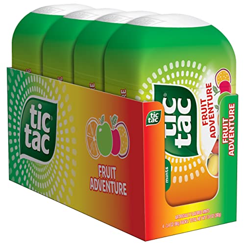 Tic Tac Fruit Adventure Mints, 4 Bottle Packs, On-The-Go Refreshment, 3.4 oz Each