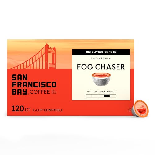 San Francisco Bay Coffee - Medium-Dark Roast - Fog Chaser (120 ct) - Single Serve Coffee Pods, Commercially Compostable, K Cup Compatible