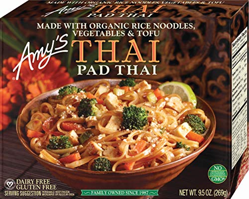 Amy's Frozen Meals, Vegan Pad Thai, Made With Organic Vegetables, Rice Noodles and Tofu, Gluten Free Microwave Meals, 9.5 Oz