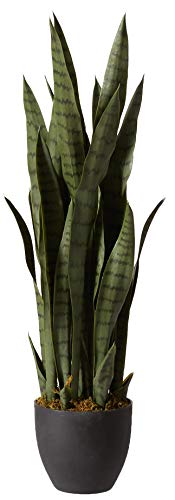 Nearly Natural, Green 4855 35in. Sansevieria with Black Planter2 Pack Small Fake Plants Eucalyptus Potted Artificial Pl