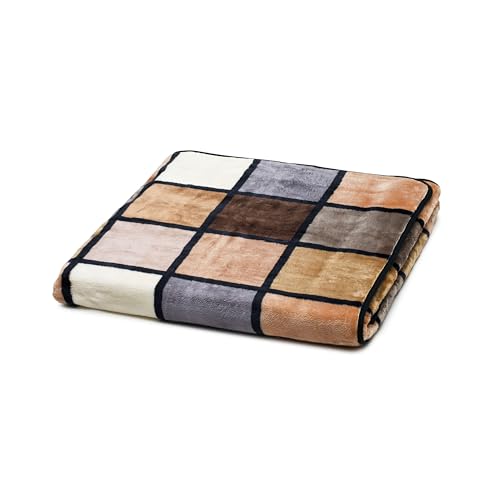 (-30%) Gözze - Weiche Kuscheldecke, Cashmere Feeling, Hohes Stoffgewicht 500 g/m², Antigua, 150 x 200 cm - Taupe/Creme/Schoko